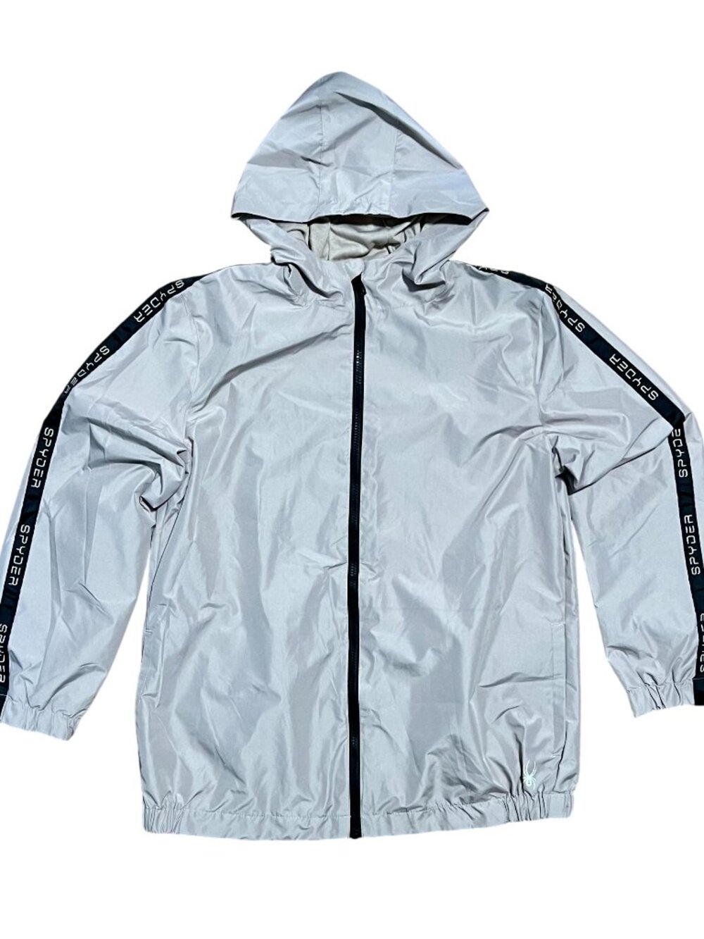 Spyder Hooded Gray Windbreaker Full Zip Jacket, Men's XL
